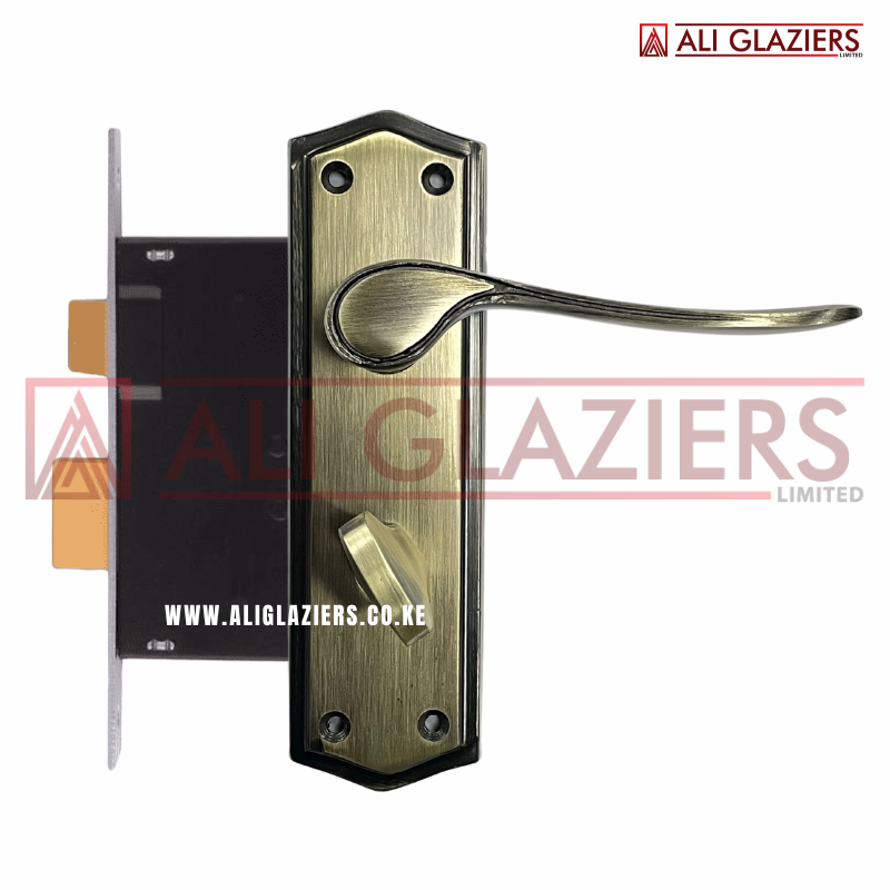 UNION BATHROOM LOCK WITH ANTIQUE BRASS HANDLE