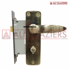 YALE 2 LEVER BATHROOM LOCK WITH ANTIQUE BRASS FINISH RADIUS ZINC HANDLE