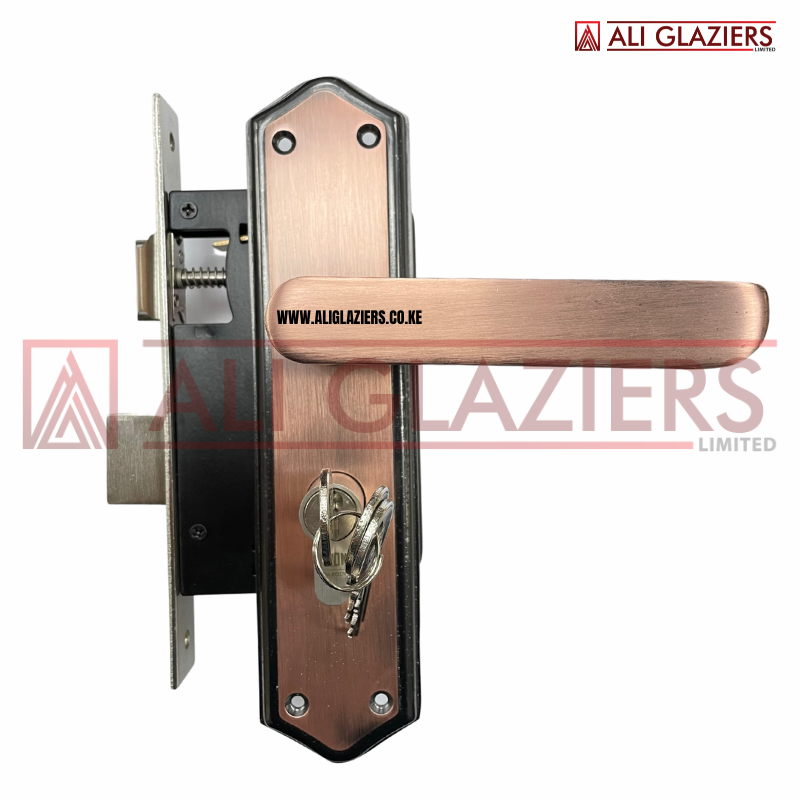 EURO CYLINDER LOCKSET WITH ANTIQUE COPPER HANDLE - LS-35042-03-AC