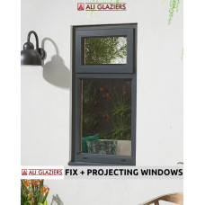 GREY ALUMINIUM FIXED + PROJECTING WINDOWS