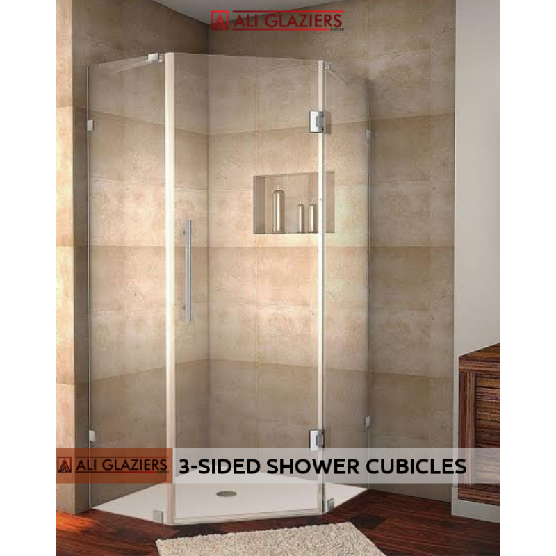 3 SIDED HEXAGONAL SHOWER CUBICLES