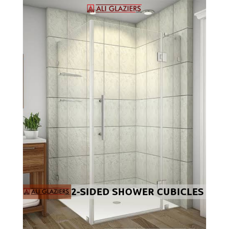 2 SIDED FRAMELESS GLASS SHOWER CUBICLES