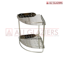 DOUBLE CORNER SHELF WITH TOWEL BAR