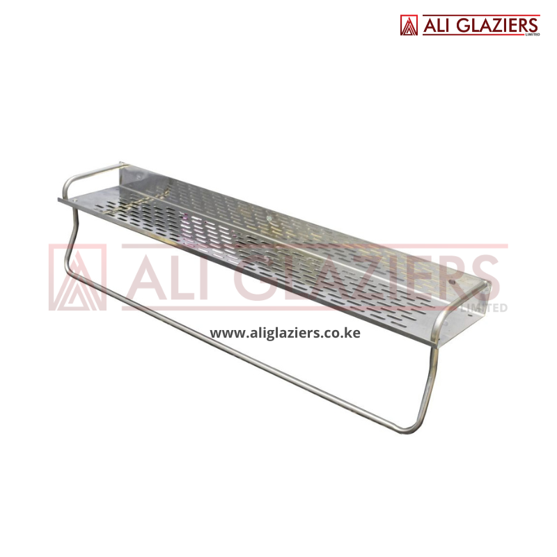 SINGLE RECTANGLE SHELF 40cm WITH TOWEL BAR