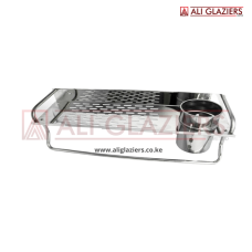 SINGLE RECTANGLE SHELF WITH A TOOTHBRUSH CUP