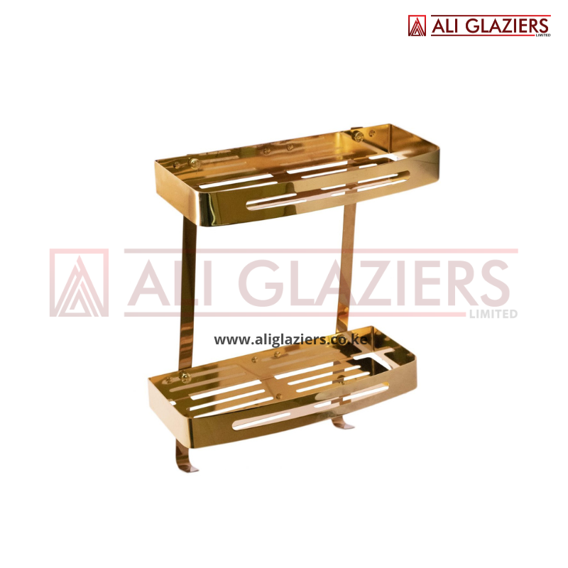 DOUBLE RECTANGLE SHELF - GOLD - 30cm
