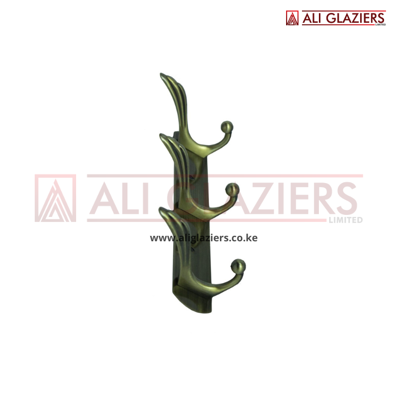 3 HOOKS DOUBLE ANTIQUE BRASS