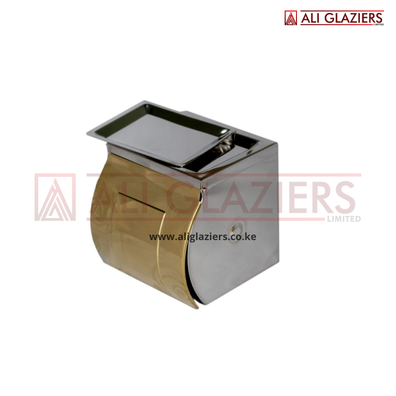 TISSUE HOLDER WITH A SOAP HOLDER GOLD