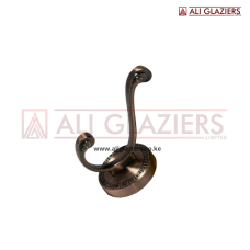 DOUBLE HOOK WITH ENGRAVED PATTERN - ANTIQUE BRASS