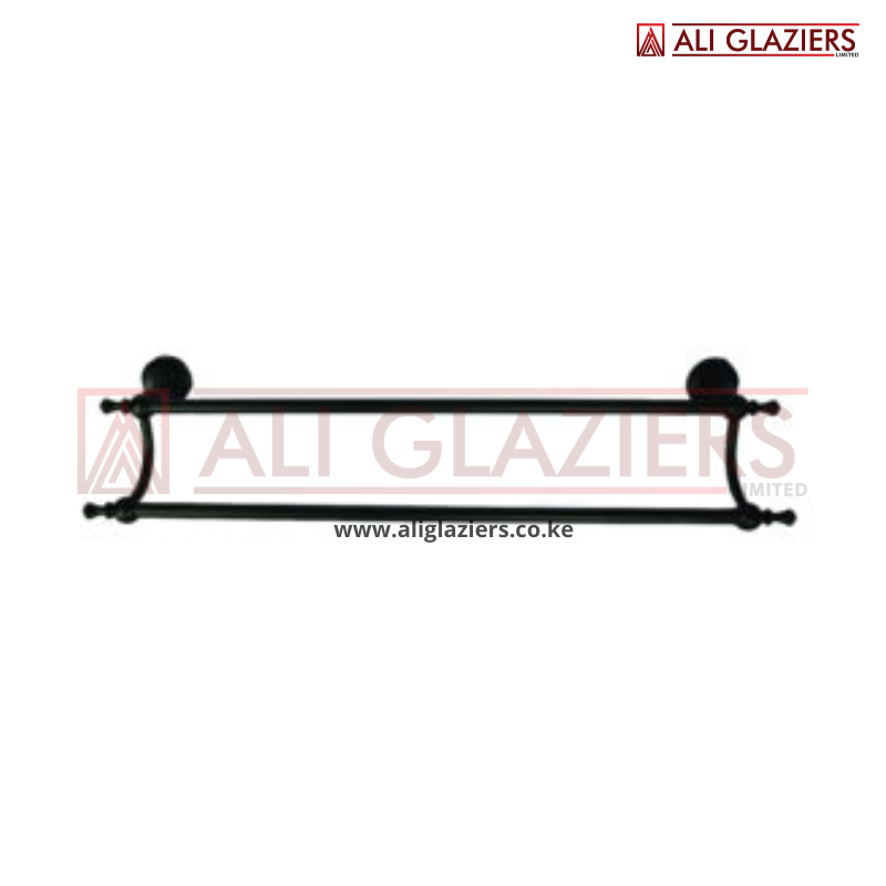 HIGH DENSITY DOUBLE TOWEL BAR - BLACK 60cm