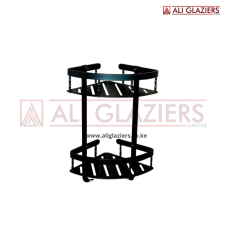HIGH DENSITY DOUBLE CORNER SHELF - BLACK