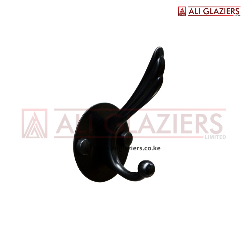 SINGLE HOOK ROUND PLATE HIGH AND LOW - BLACK