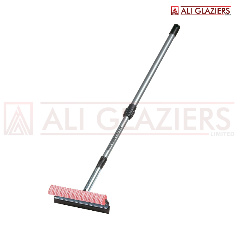 TELESCOPIC WINDOW CLEANER WITH SPONGE AND SQUEEGEE