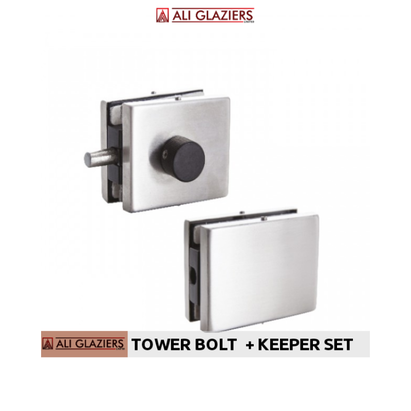 TOWER BOLT SET FOR FRAMELESS GLASS DOORS
