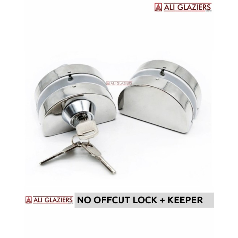 NO OFFCUT LOCK & KEEPER SET FOR FRAMELESS GLASS