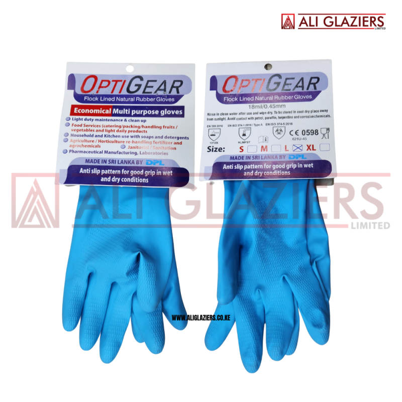 OPTIGEAR FLOCK LINED NATURAL RUBBER GLOVES