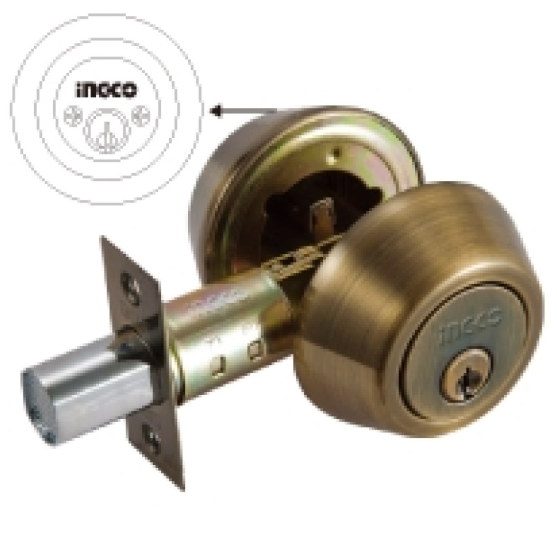 INGCO DEADBOLTS ANTIQUE BRASS - DOUBLE DEAD BOLT WITH KEY -DDDB0104