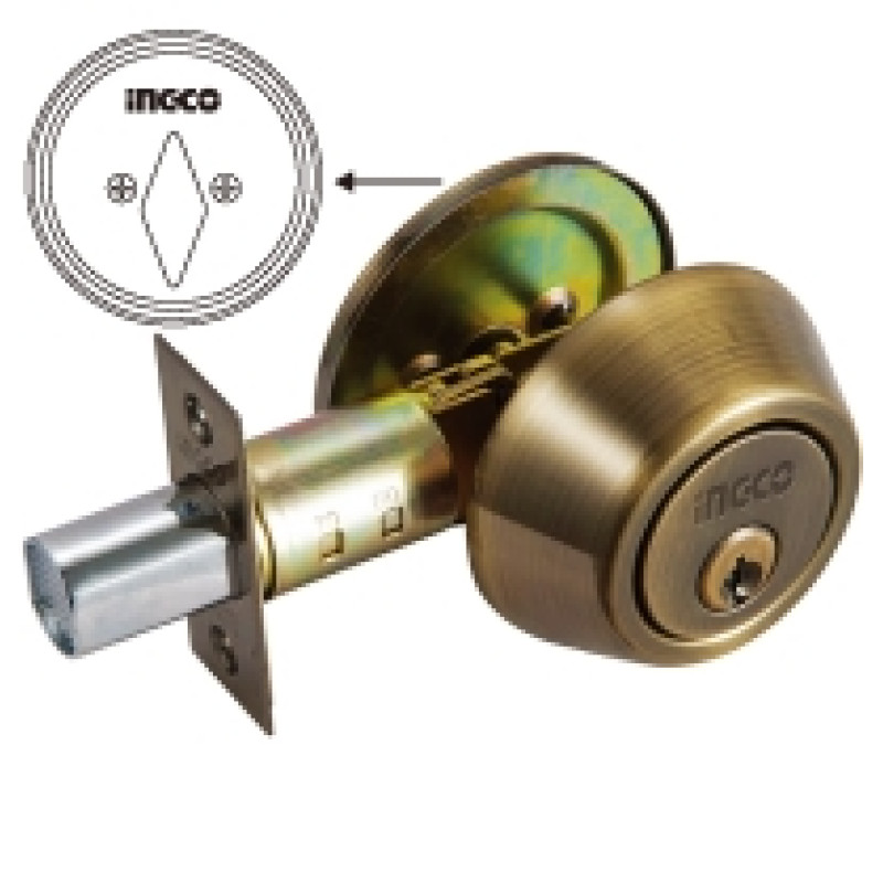 INGCO DEADBOLTS ANTIQUE BRASS - SINGLE DEADBOLT WITH BUTTON DSDB0104