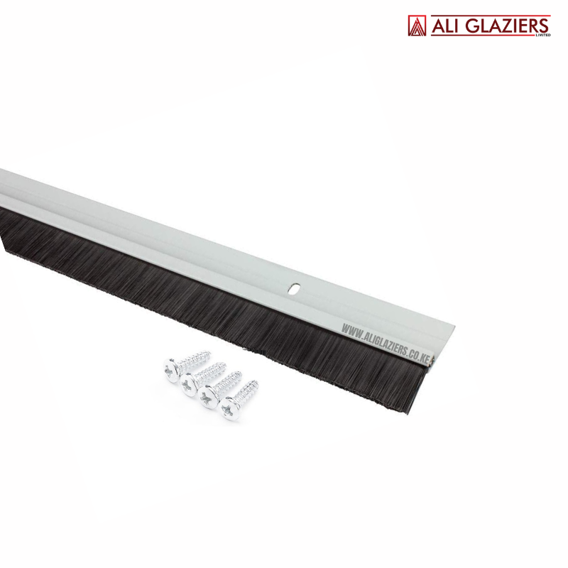 ALUMINIUM DOOR BOTTOM SEAL WITH BRUSH - SILVER