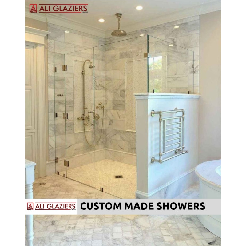 CUSTOM MADE L-SHAPE SHOWER CUBICLES
