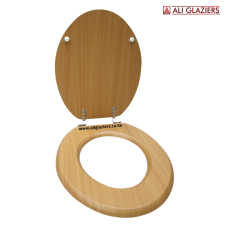 WOODEN TOILET SEAT COVER WITH CHROME FITTINGS